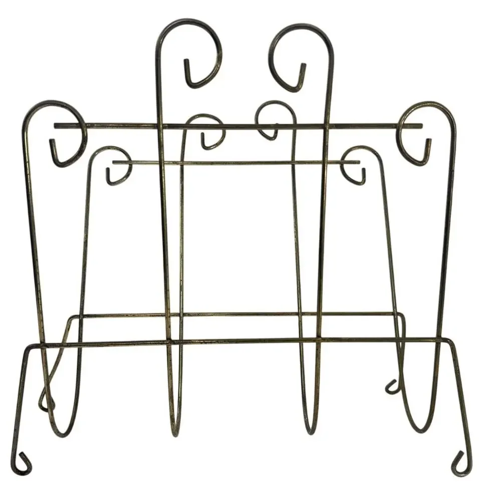 Vintage 70s Black Metal Wire Magazine Rack Basket Home Office Organizer
